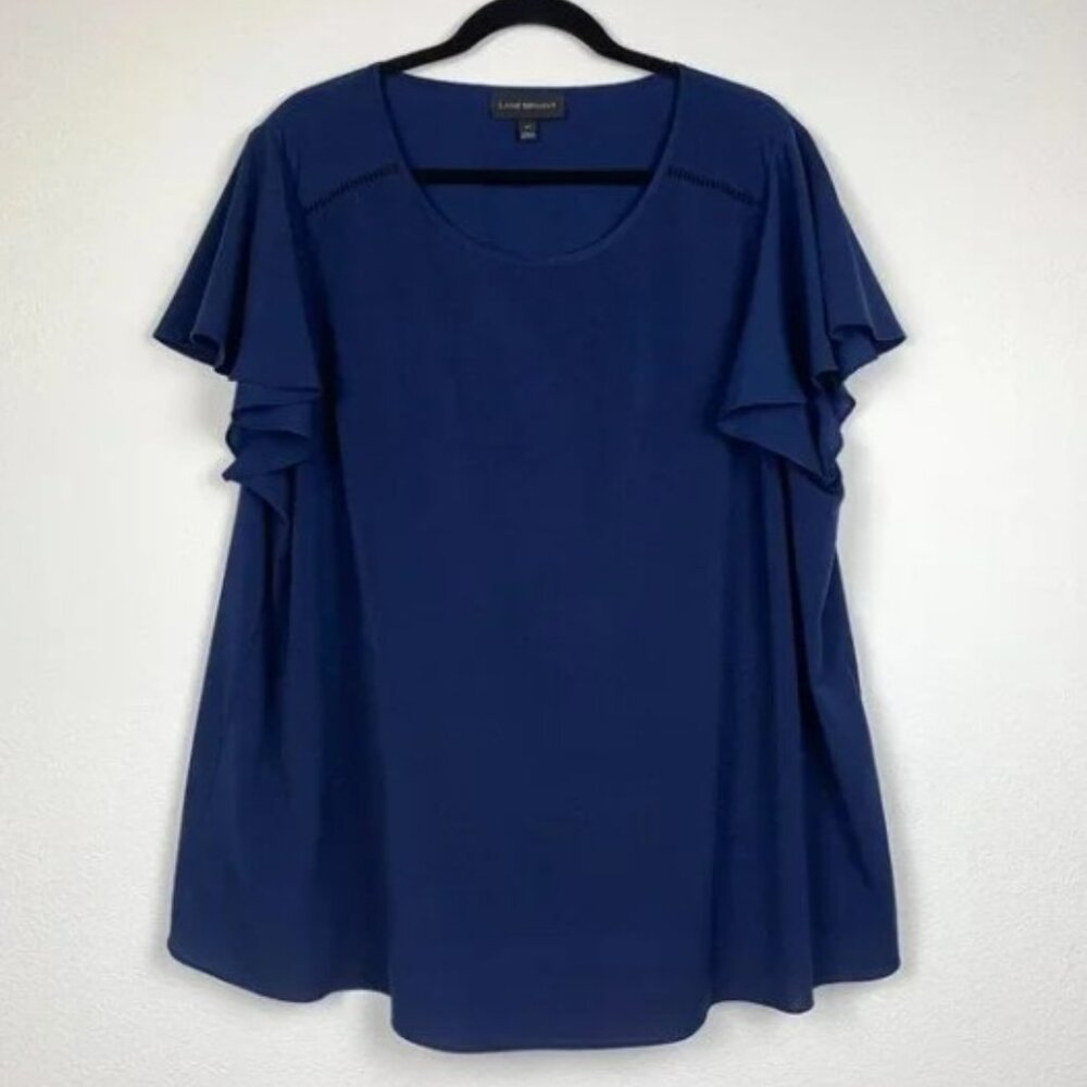 SOLD***********Lane Bryant Plus Size 22 Blue Short Sleeved Blouse